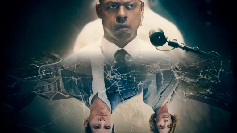 Pôster editado de Paradise, com Sterling K. Brown em destaque e dois personagens ao fundo, refletidos em uma superfície quebrada.