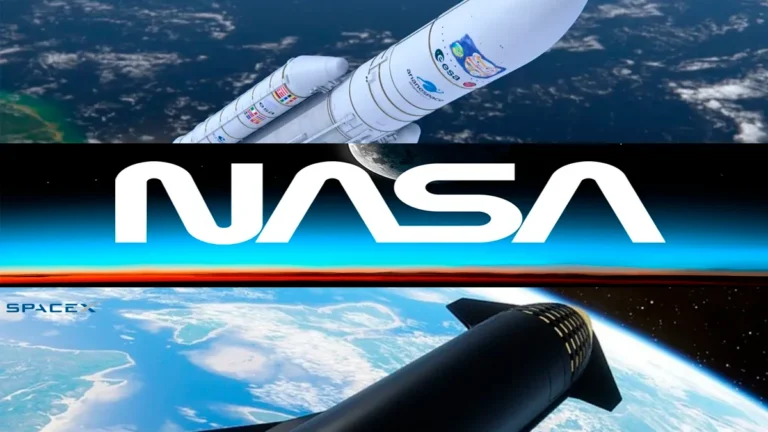 Montage featuring ESA, NASA, and SpaceX rockets, highlighting the progress of ongoing space missions.