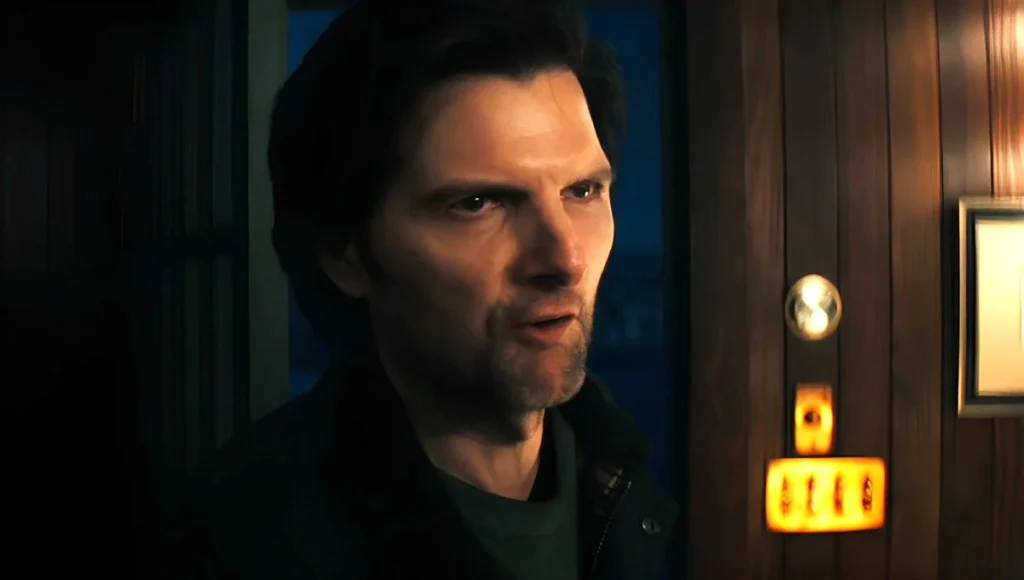 Inner Mark stands in front of the cabin door, angry and determined not to talk to anyone anymore.