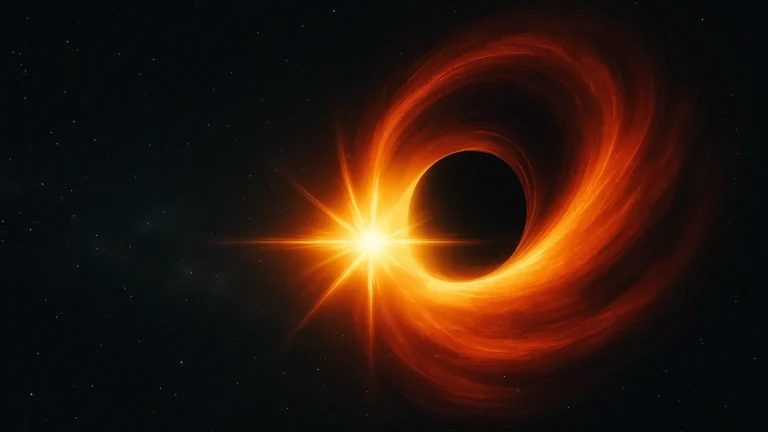 Cosmic image showing a black hole surrounded by intense light, representing the universe's energetic transition point. - what is the Big Bounce