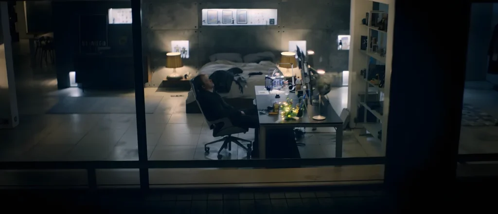 External view of Robert Daly trapped inside his house at the end of USS Callister.
