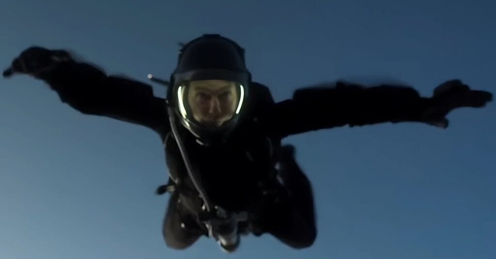 HALO jump performed by Tom Cruise at over 25,000 feet in Mission: Impossible – Fallout (2018).