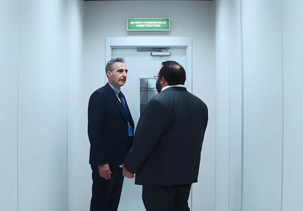 Irving e Dylan têm uma conversa íntima sobre as dores de suas descobertas externas e o dilema entre seguir na Lumon ou buscar liberdade. Episódio 2x01 de Ruptura