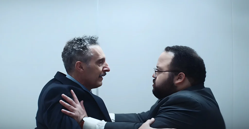 Dylan abraça Irving após uma conversa profunda sobre Burt e a tristeza de perder o vínculo interno que construíram.