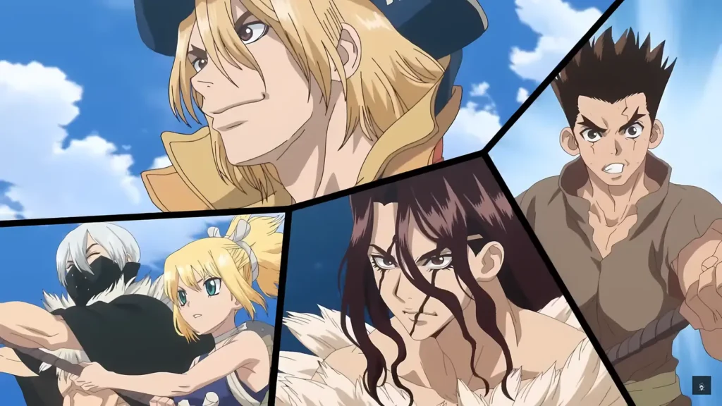 Ryusui, Chrome, Kohaku, Xeno e outros personagens se preparam para a jornada final em Dr. STONE Temporada Final Parte 2.