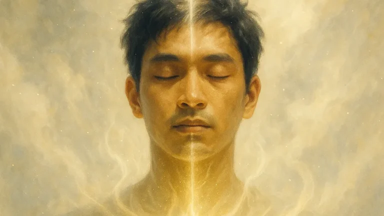 Human hand touching a robotic hand with light at the contact point, symbolizing the connection between human mind and technology.