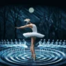 Artistic image inspired by the ballet Swan Lake, featuring a ballerina representing Odette in a nocturnal setting, used as a symbolic illustration of the work’s cultural associations.